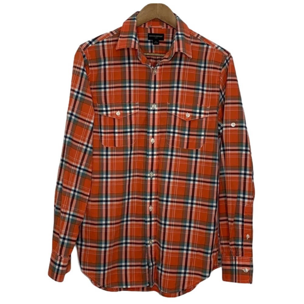 Banana Republic Plaid Long Sleeve Button Down Sz M